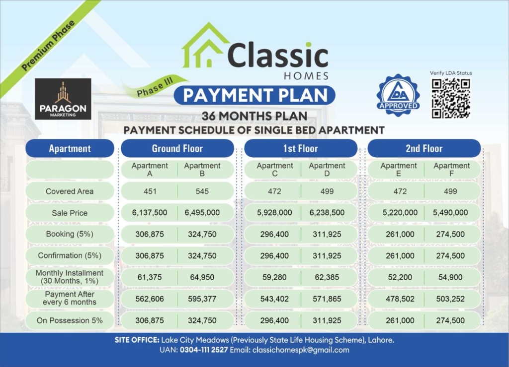 Classic Homes 1 Bed Payment Plan