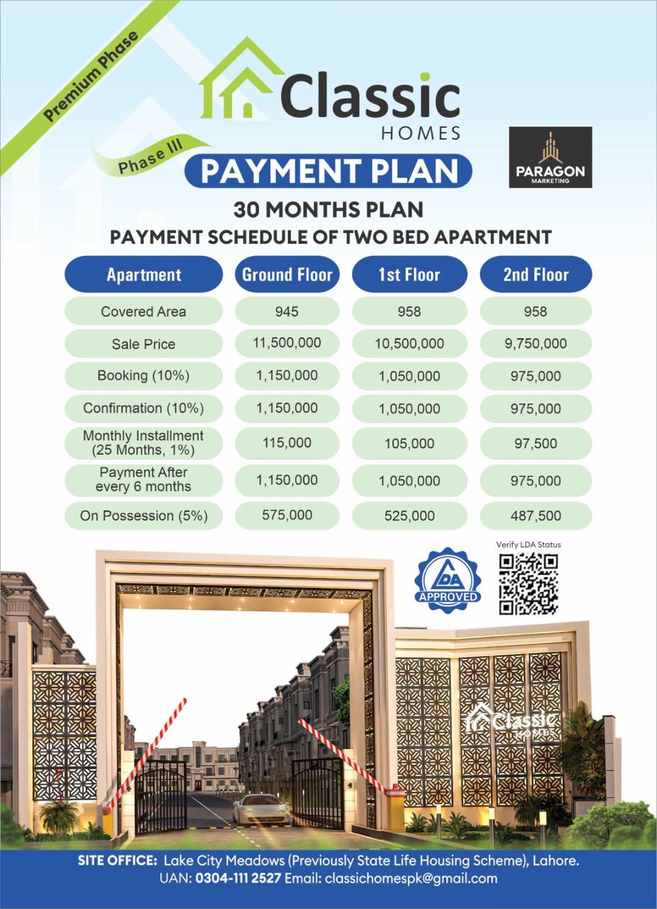 2 Bed Appartment PAYMENT PLAN
